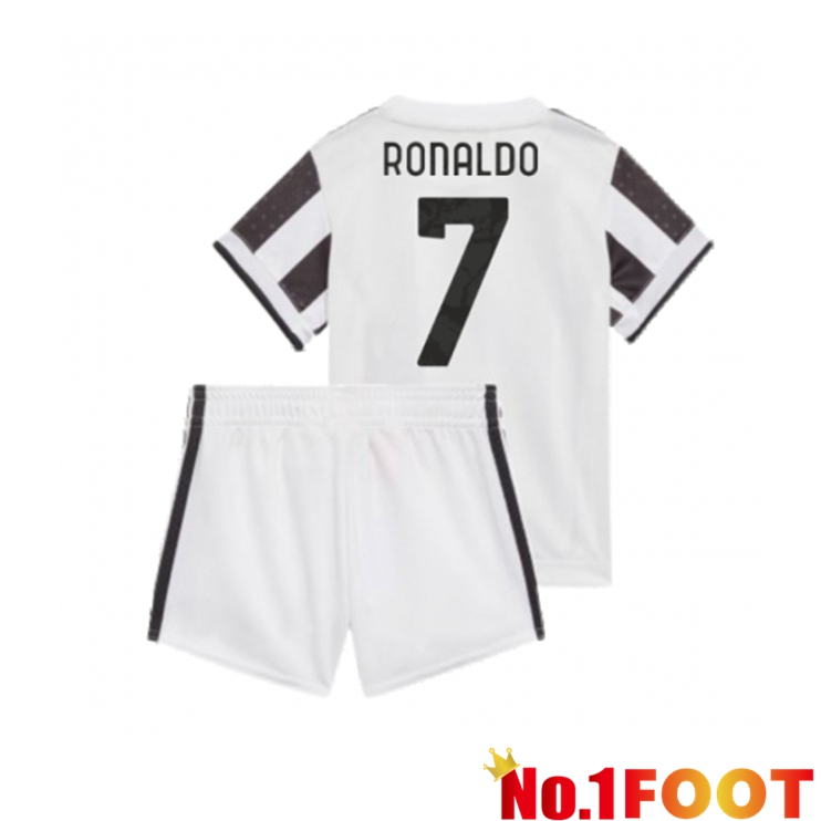 Juventus (RONALDO 7) Kids Home Jersey Black/White 2021/2022 - Click Image to Close