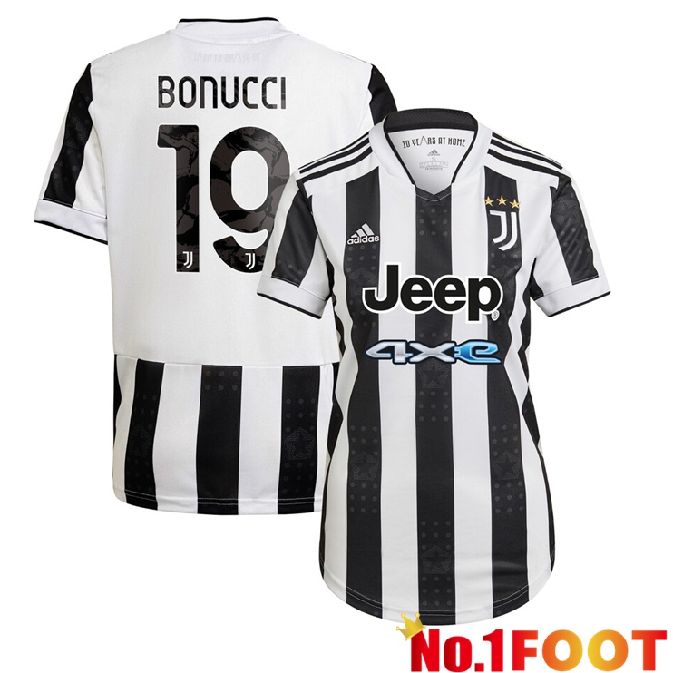 Juventus (Bonucci 19) Womens Home Jersey Black/White 2021/2022