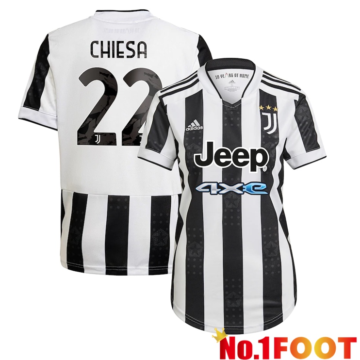 Juventus (CHIESA 22) Womens Home Jersey Black/White 2021/2022