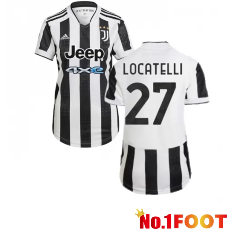 Juventus (LOCATELLI 27) Womens Home Jersey Black/White 2021/2022