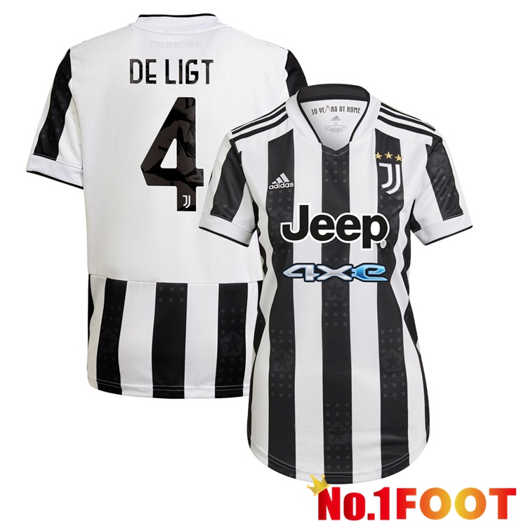 Juventus (De Ligt 4) Womens Home Jersey Black/White 2021/2022