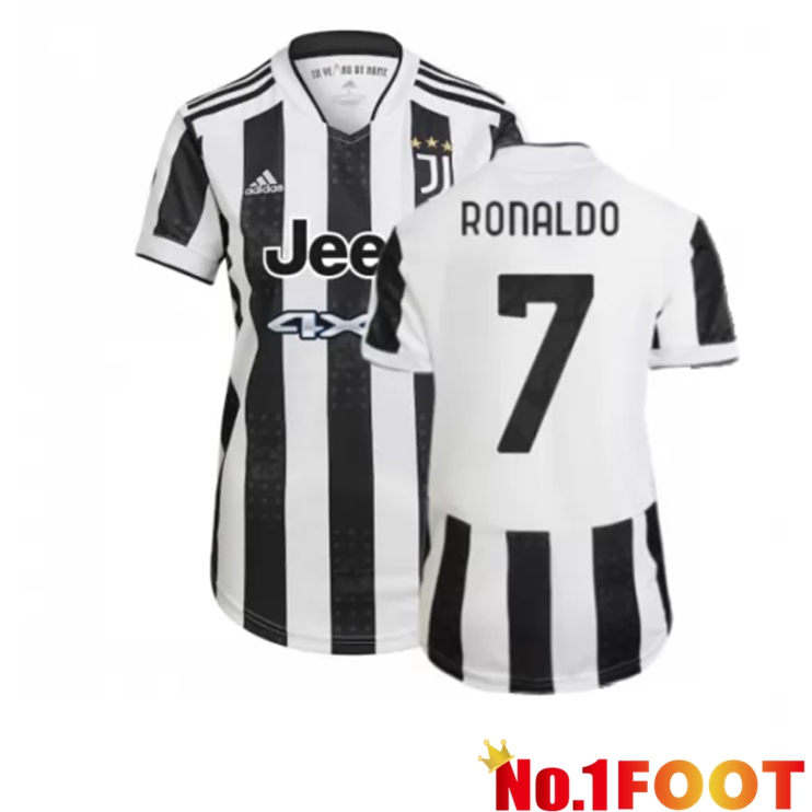 Juventus (RONALDO 7) Womens Home Jersey Black/White 2021/2022 - Click Image to Close