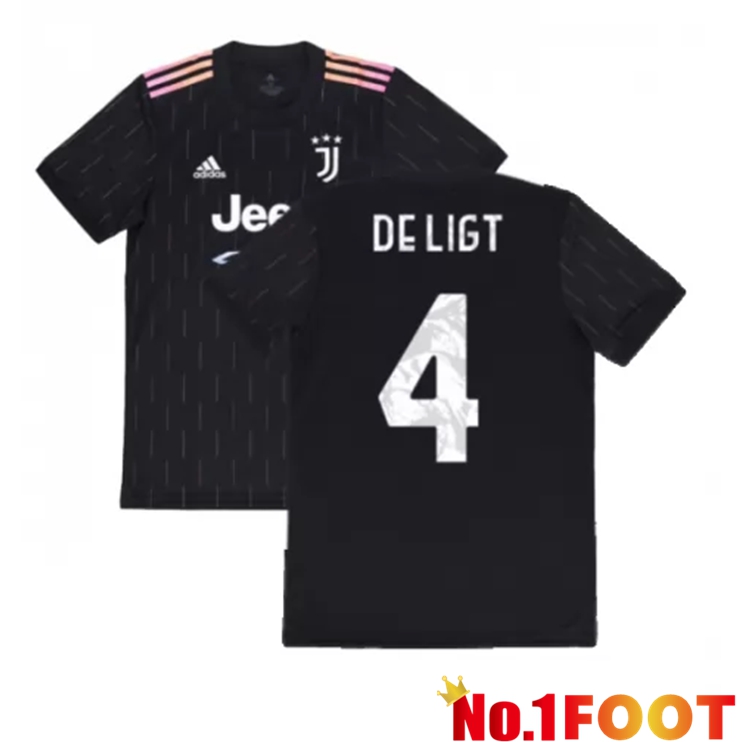 Juventus (De Ligt 4) Kids Away Jersey Black 2021/2022