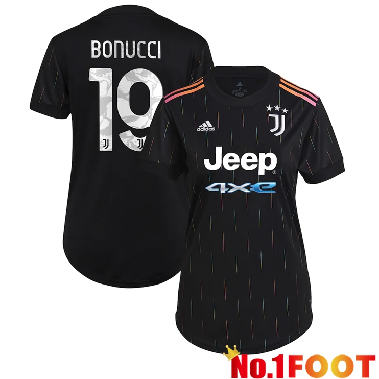 Juventus (Bonucci 19) Womens Away Jersey Black 2021/2022