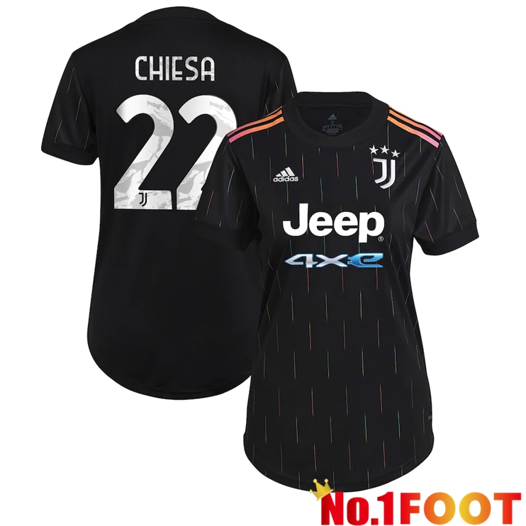 Juventus (CHIESA 22) Womens Away Jersey Black 2021/2022