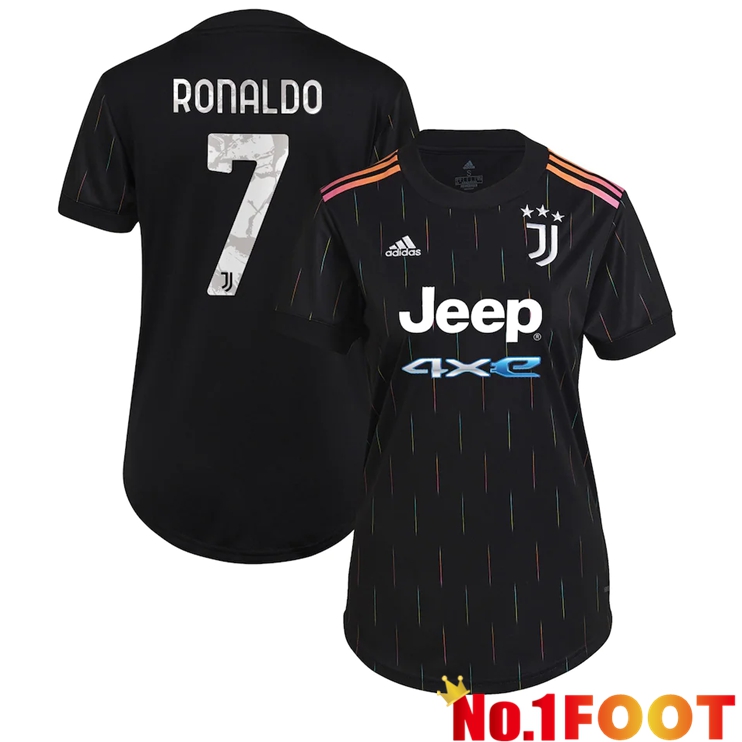 Juventus (RONALDO 7) Womens Away Jersey Black 2021/2022 - Click Image to Close