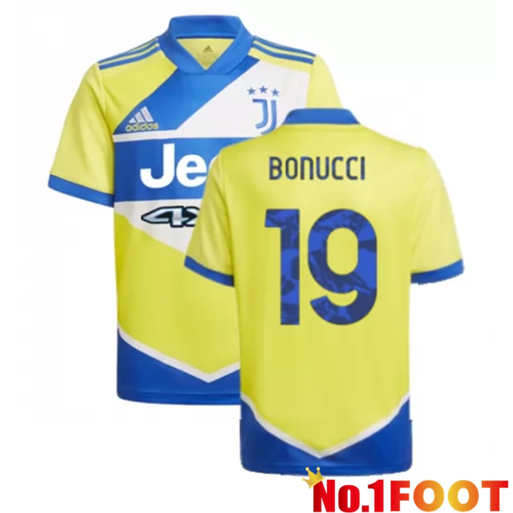 Juventus (Bonucci 19) Kids Third Jersey Yellow 2021/2022