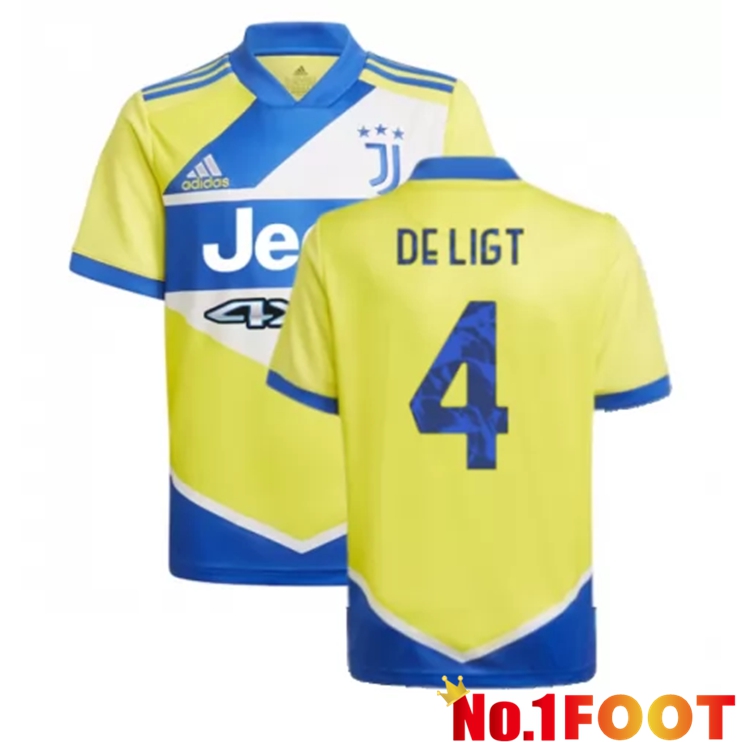 Juventus (De Ligt 4) Kids Third Jersey Yellow 2021/2022