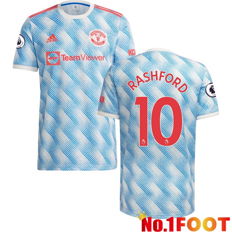 Manchester United (RASHFORD 10) Away Jersey Blue/White 2021/2022 - Click Image to Close