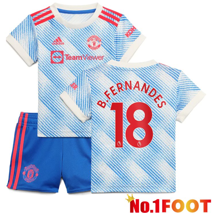 Manchester United (B.FERNANDES 18) Kids Away Jersey Blue/White 2021/2022