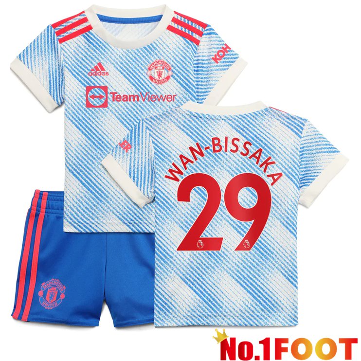 Manchester United (Wan-Bissaka 29) Kids Away Jersey Blue/White 2021/2022