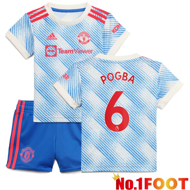 Manchester United (POGBA 6) Kids Away Jersey Blue/White 2021/2022