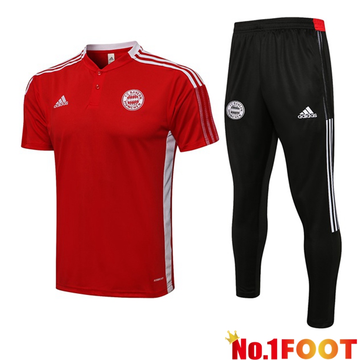 Bayern Munich Polo Shirt + Pants Red 2021/2022