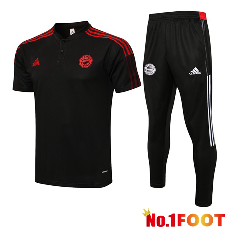 Bayern Munich Polo Shirt + Pants Black 2021/2022 - Click Image to Close