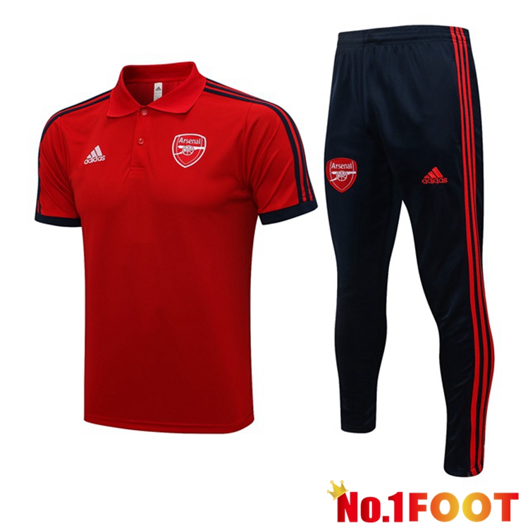 Arsenal Polo Shirt + Pants Red 2021/2022 - Click Image to Close