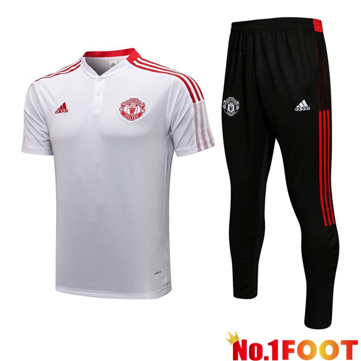 Manchester United Polo Shirt + Pants White 2021/2022