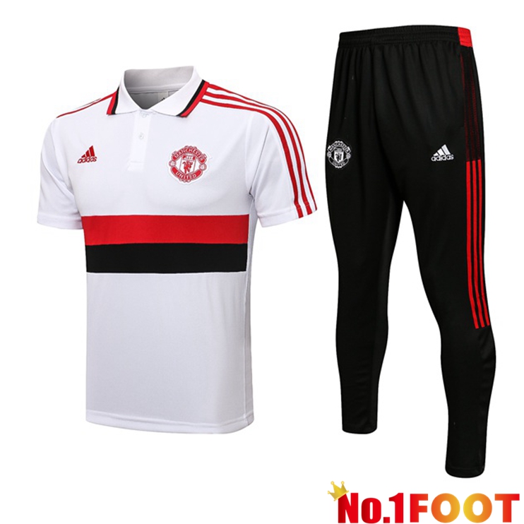 Manchester United Polo Shirt + Pants White 2021/2022