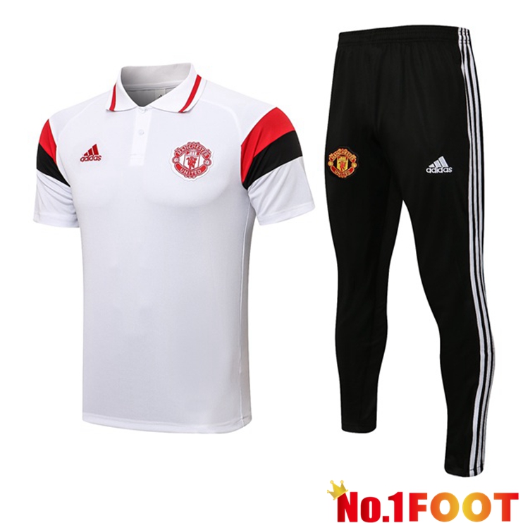 Manchester United Polo Shirt + Pants White 2021/2022