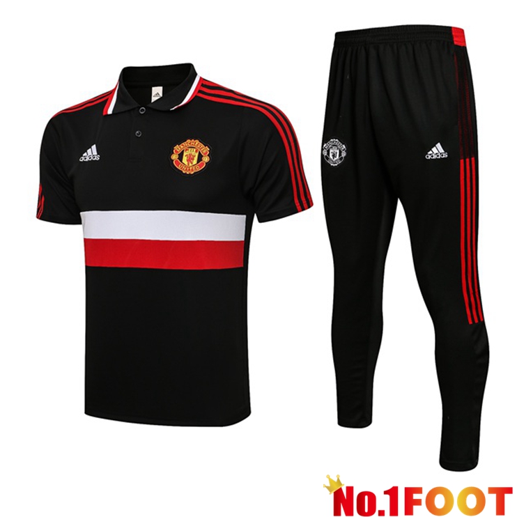 Manchester United Polo Shirt + Pants Black 2021/2022