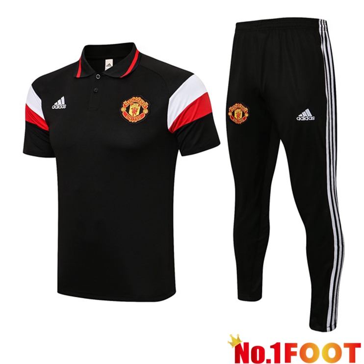 Manchester United Polo Shirt + Pants Black 2021/2022