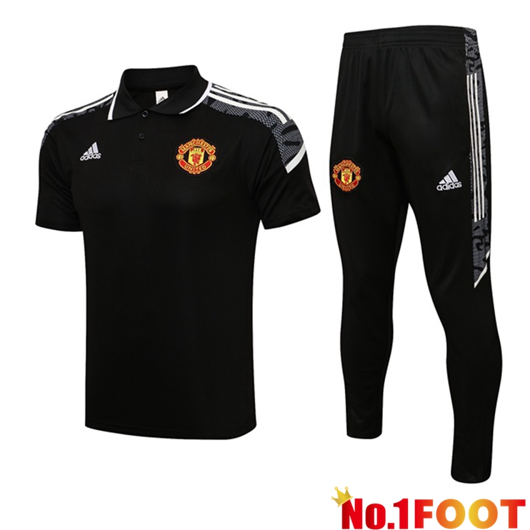 Manchester United Polo Shirt + Pants Black 2021/2022