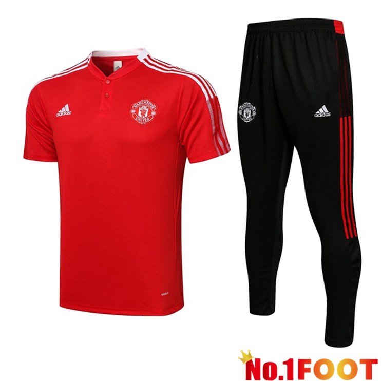 Manchester United Polo Shirt + Pants Red 2021/2022