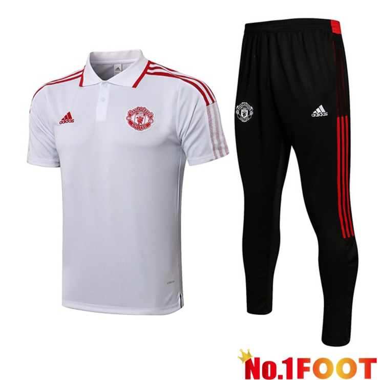 Manchester United Polo Shirt + Pants White 2021/2022