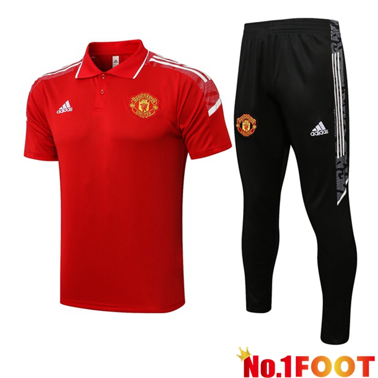 Manchester United Polo Shirt + Pants Red 2021/2022