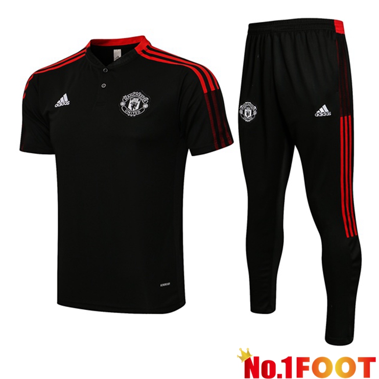 Manchester United Polo Shirt + Pants Black 2021/2022