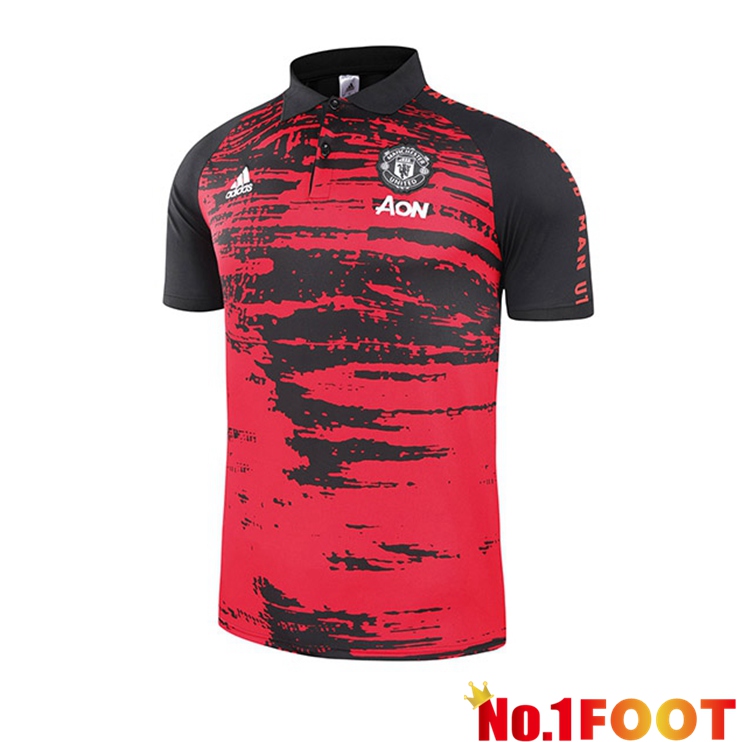 Manchester United Polo Shirt Red Black 2021/2022