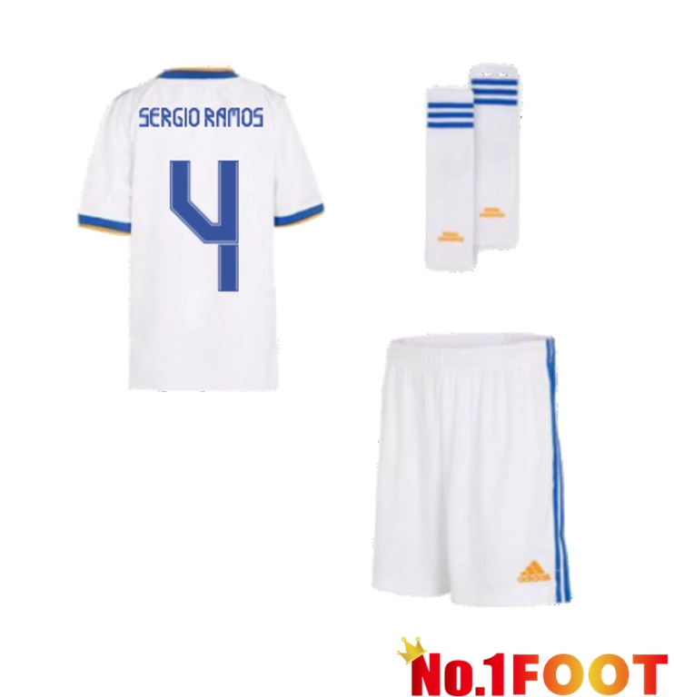 Real Madrid (SERGIO RAMOS 4) Kids Home Jersey White 2021/2022