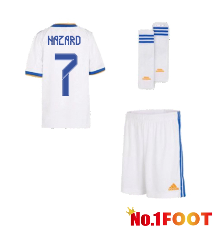 Real Madrid (HAZARD 7) Kids Home Jersey White 2021/2022