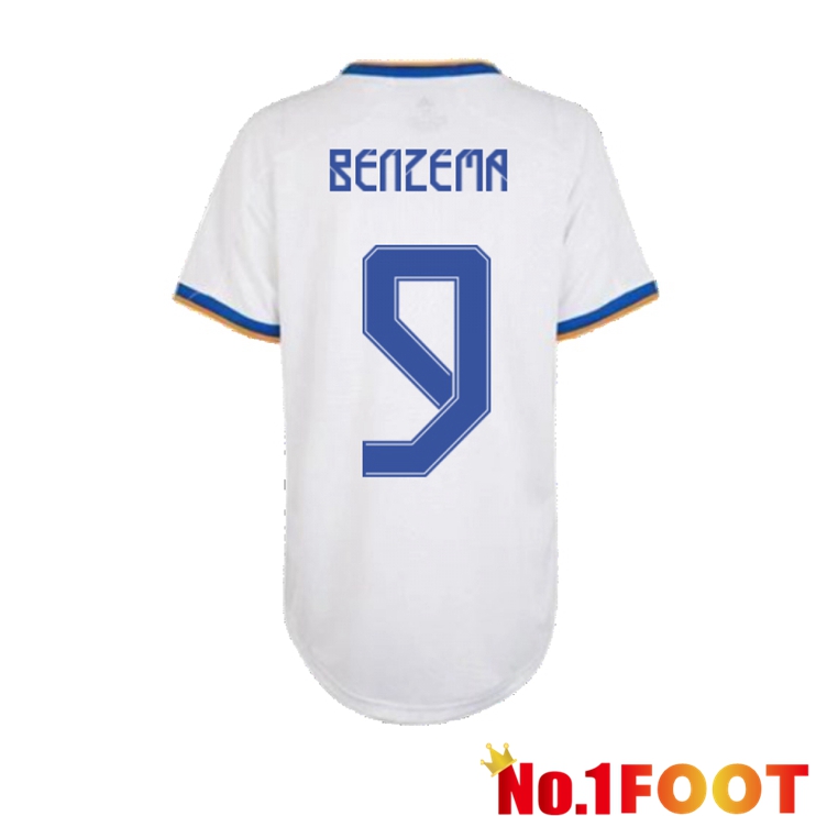 Real Madrid (BENZEMA 9) Womens Home Jersey White 2021/2022