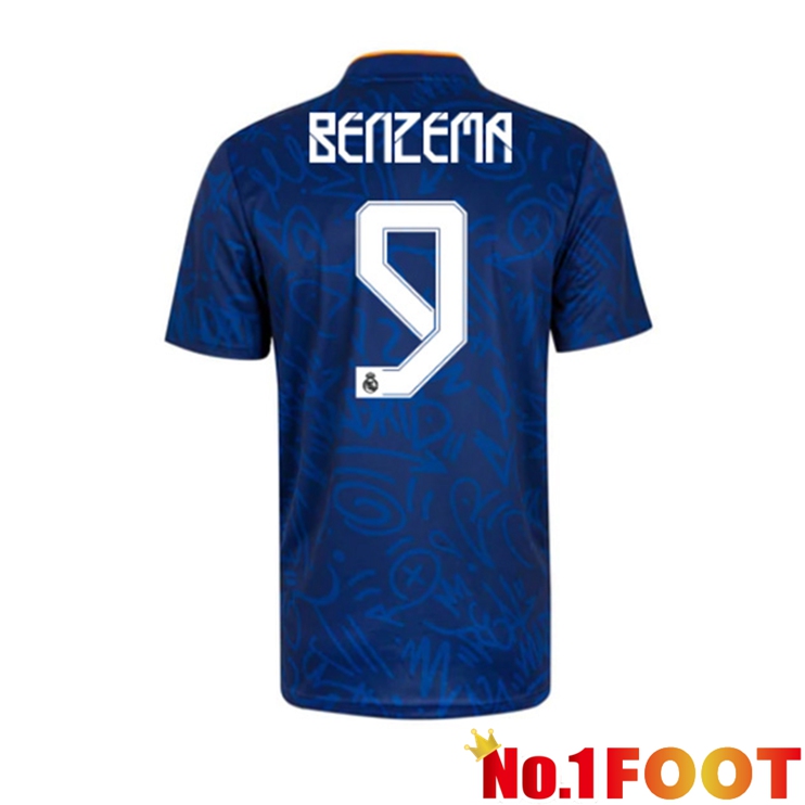 Real Madrid (BENZEMA 9) Away Jersey Blue 2021/2022