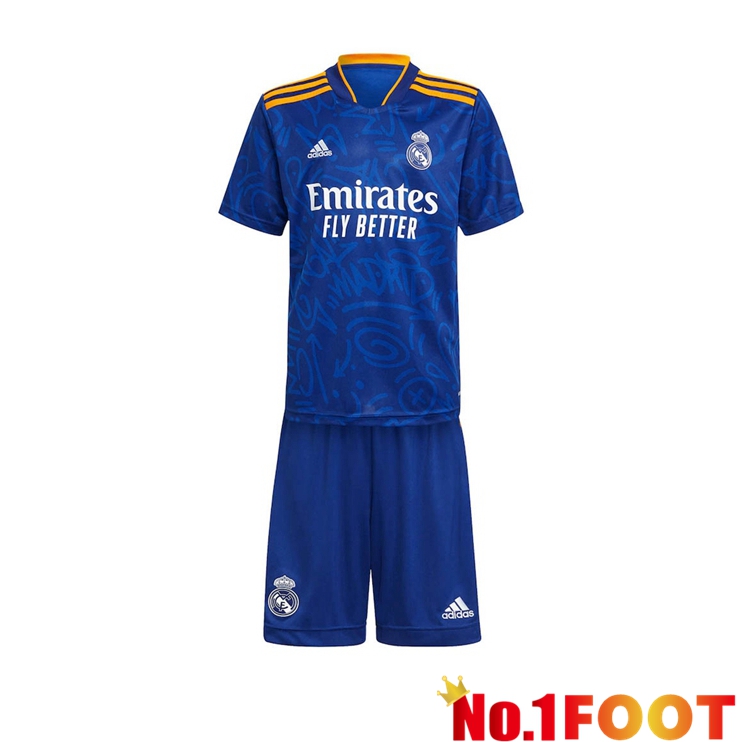 Real Madrid Kids Away Jersey Blue 2021/2022