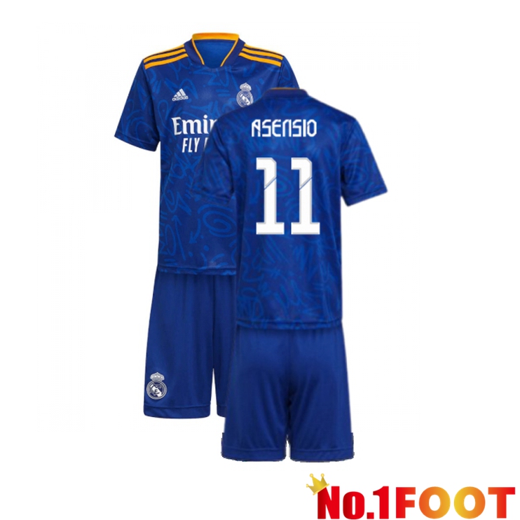 Real Madrid (ASENSIO 11) Kids Away Jersey Blue 2021/2022