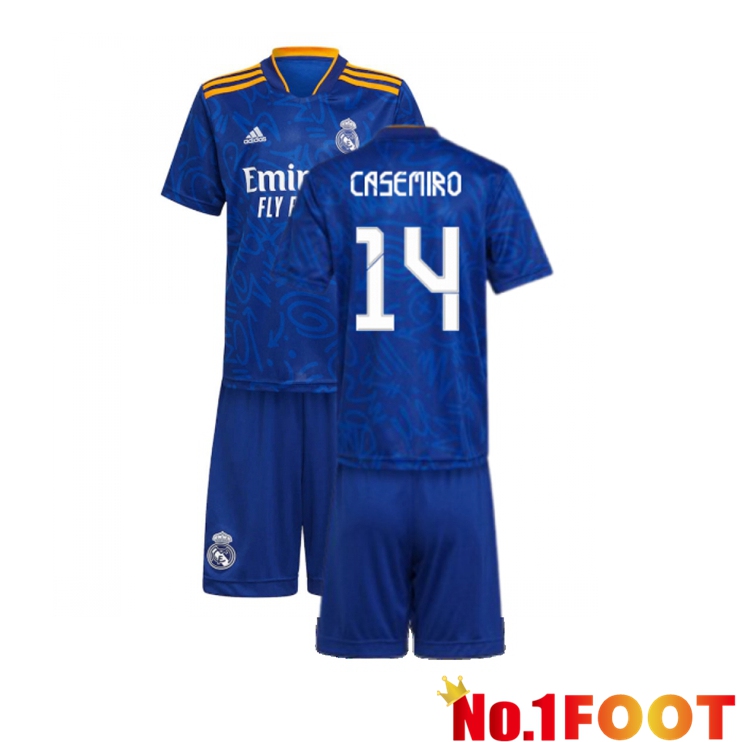 Real Madrid (CASEMIRO 14) Kids Away Jersey Blue 2021/2022