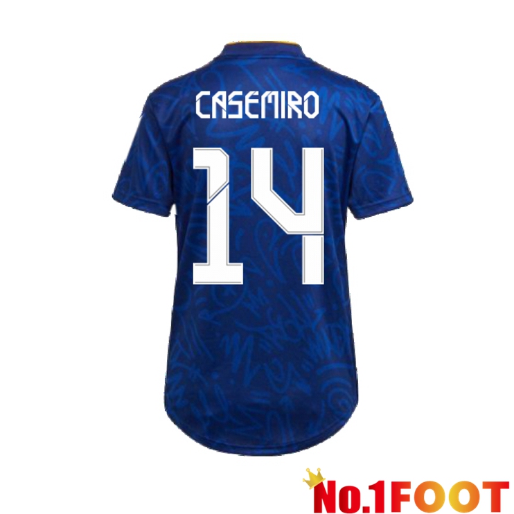 Real Madrid (CASEMIRO 14) Womens Away Jersey Blue 2021/2022