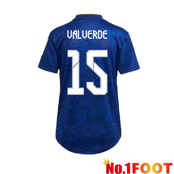 Real Madrid (VALVERDE 15) Womens Away Jersey Blue 2021/2022