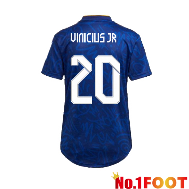 Real Madrid (VINI JR 20) Womens Away Jersey Blue 2021/2022