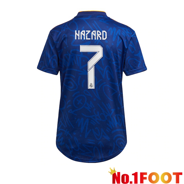 Real Madrid (HAZARD 7) Womens Away Jersey Blue 2021/2022