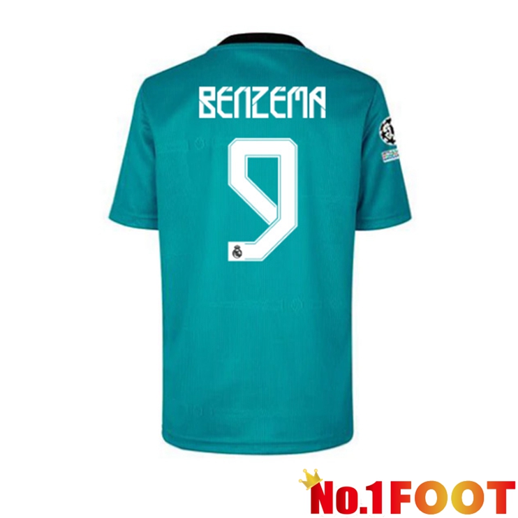 Real Madrid (BENZEMA 9) Third Jersey Blue Green 2021/2022