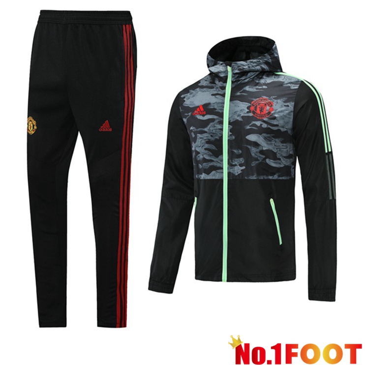 Manchester United Training Tracksuit Windbreaker Black Green 2021/2022