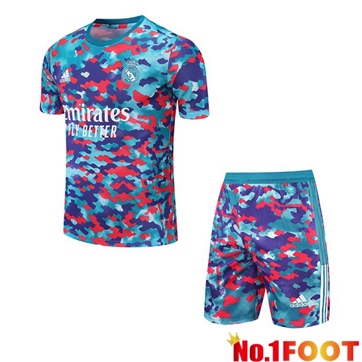 Real Madrid Training T Shirt + Shorts Blue 2021/2022