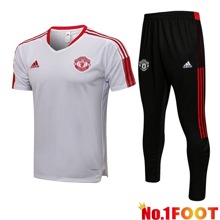 Manchester United Training T Shirt + Pants White 2021/2022