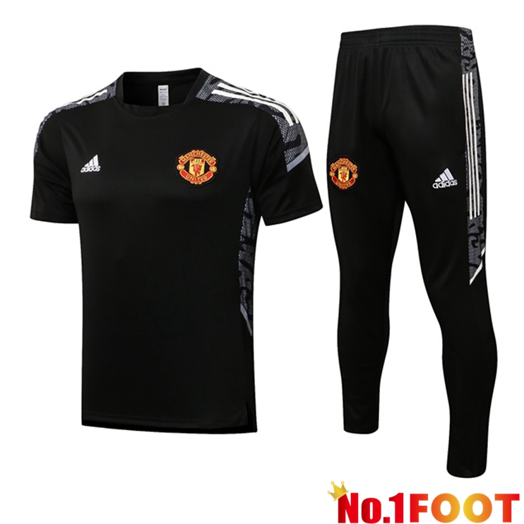 Manchester United Training T Shirt + Pants Black 2021/2022