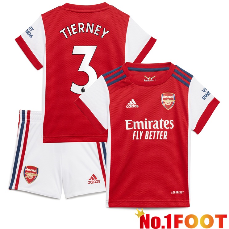 FC Arsenal (KIERAN TIERNEY 3) Kids Home Jersey Red/White 2021/2022