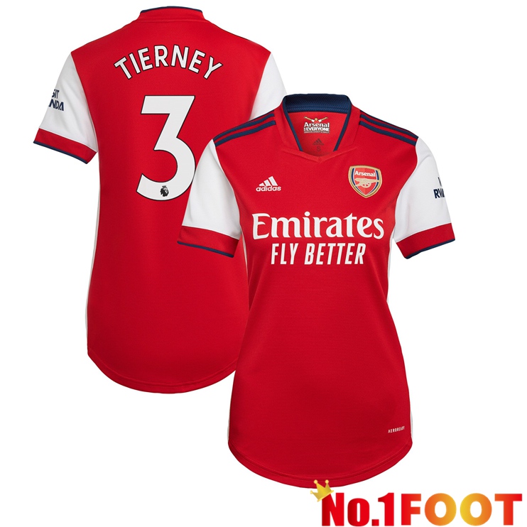 FC Arsenal (KIERAN TIERNEY 3) Womens Home Jersey Red/White 2021/2022