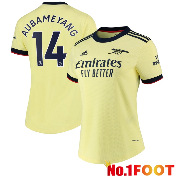 FC Arsenal (AUBAMEYANG 14) Womens Away Jersey Yellow 2021/2022