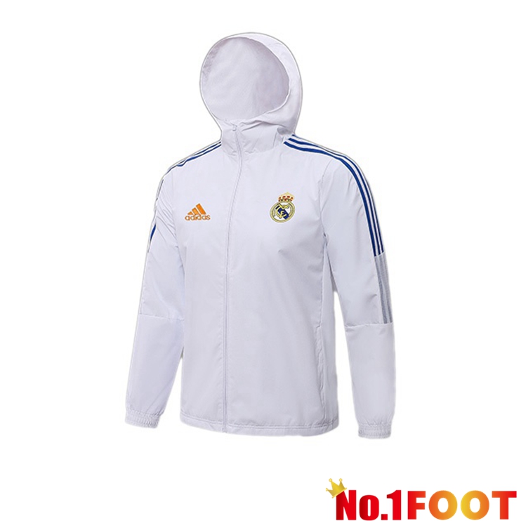 Real Madrid Training Jacket Hoodie White 2021/2022